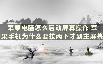 苹果电脑怎么启动屏幕操作 苹果手机为什么要按两下才到主屏幕